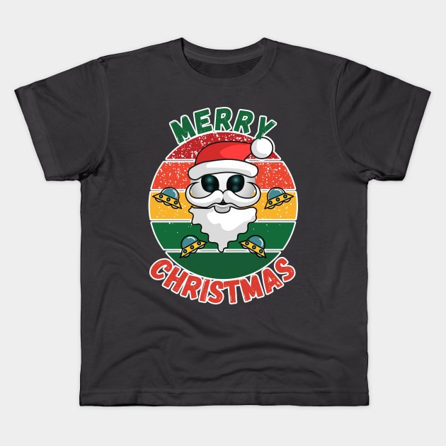 Alien Santa, Merry Christmas Funny festive Humor Kids T-Shirt by Bazzar Designs